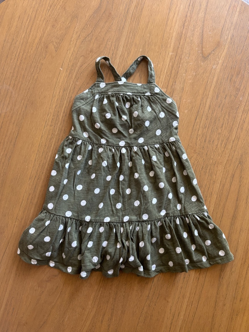 Old Navy Girls Olive Green Polka Dot Sundress